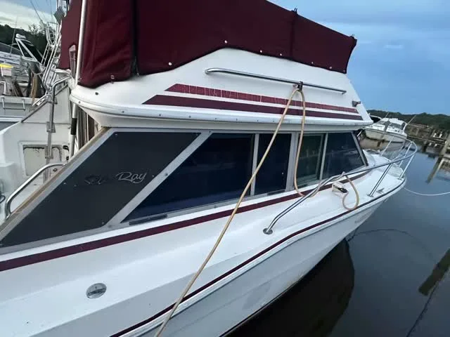 White powerboat in the Powhatan bay for ceramic coating and tint